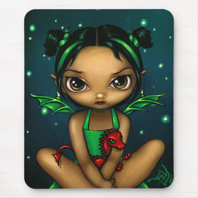 Alfombrilla De Ratón "Dragonling verde" Mousepad (Frente)