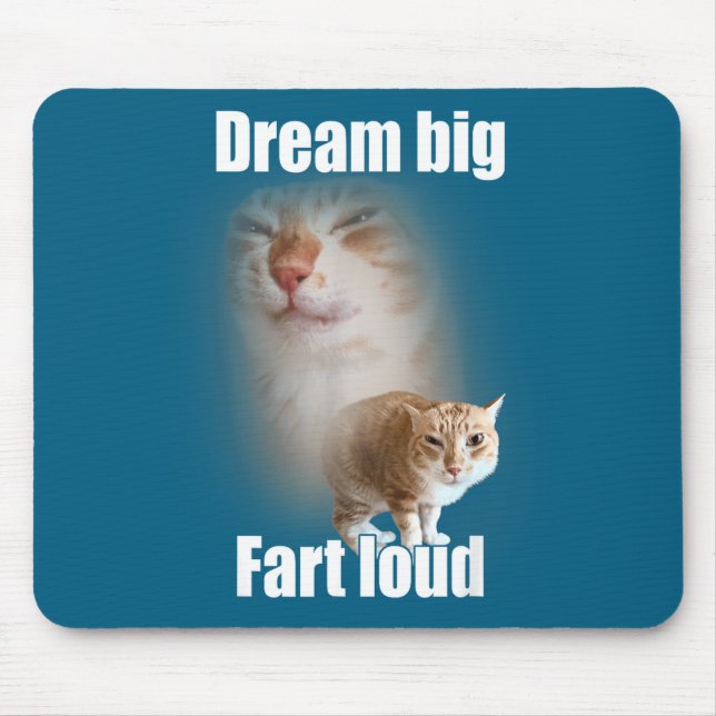 Alfombrilla De Ratón Dream Big Fart Loud Cat Meme Funny Saying  (Frente)