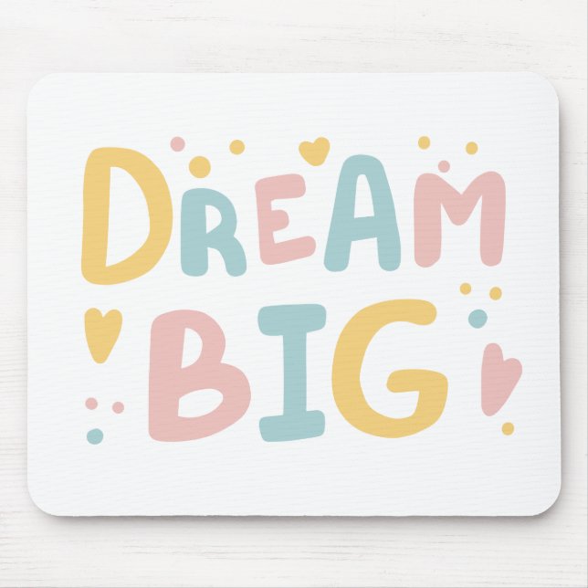 Alfombrilla De Ratón Dream Big Pastel Hearts (Frente)