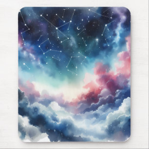 Alfombrilla De Ratón Dreamlike Watercolor Night Sky Mouse Pad