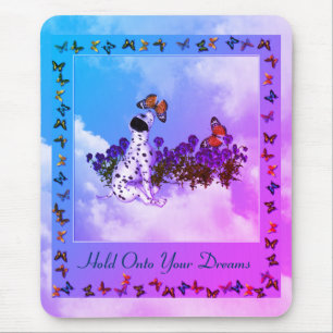 Alfombrilla De Ratón Dreams Puppy Butterflies Inspirador