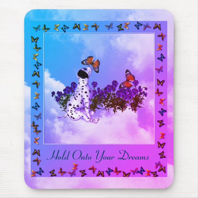Alfombrilla De Ratón Dreams Puppy Butterflies Inspirador (Frente)