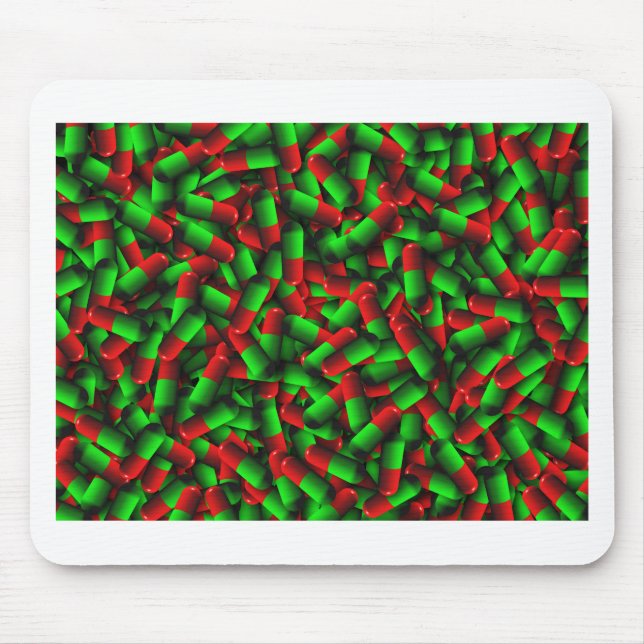 Alfombrilla De Ratón drogas de pastillas verdes rojas (Frente)