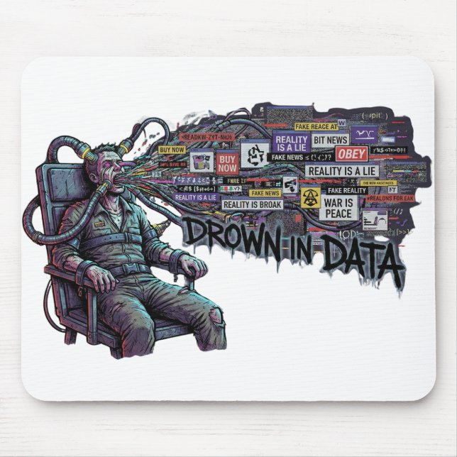 Alfombrilla De Ratón Drown In Data – Cyberpunk Anti-Media Brainwash (Frente)