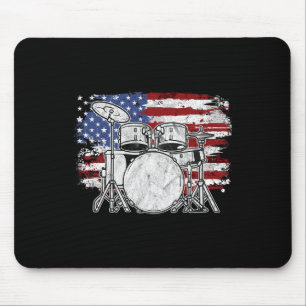 Alfombrilla De Ratón Drummer Set Drum Drums Bandera Estadounidense 4 De
