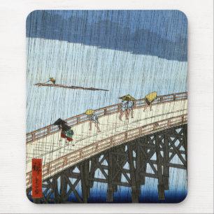 Alfombrilla De Ratón Ducha repentina de Hiroshige sobre el puente Shin-