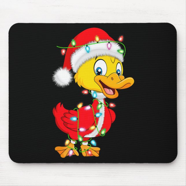 Alfombrilla De Ratón Duck Christmas Lights Santa Costume Cute Animal Xm (Frente)
