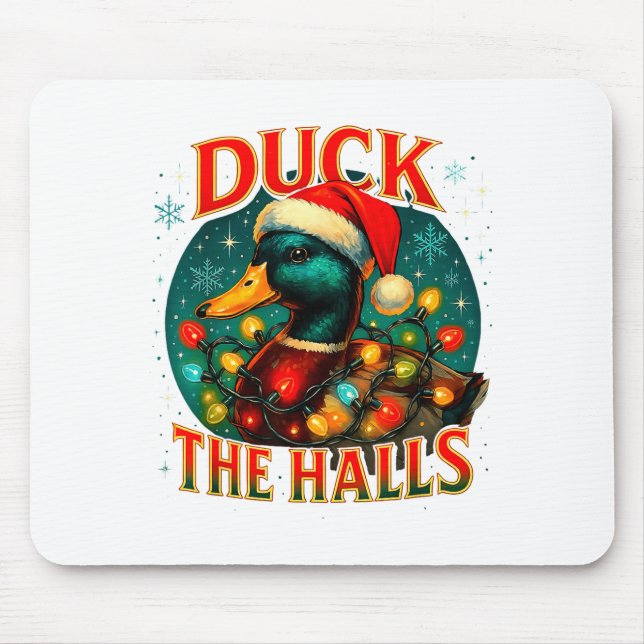 Alfombrilla De Ratón Duck The Halls Funny Christmas Lights Hunting Seas (Frente)