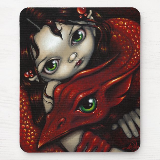 Alfombrilla De Ratón "Duende virginal y su dragón" Mousepad (Frente)
