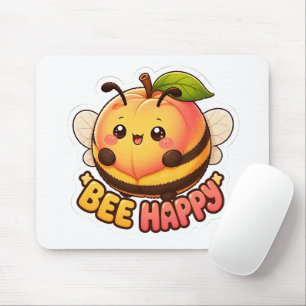 Alfombrilla De Ratón Dulce Abeja Feliz de Melocotón Kawaii Divertido Ju