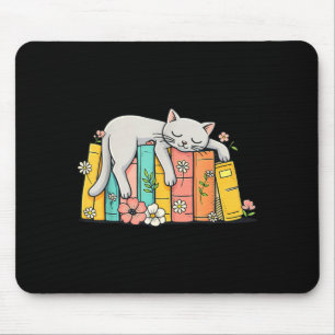 Alfombrilla De Ratón Dulce adorable gato dormido y libro acogedor libro