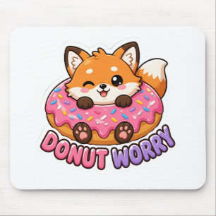Alfombrilla De Ratón Dulce Donut de Zorro Kawaii No te Preocupes Chiste