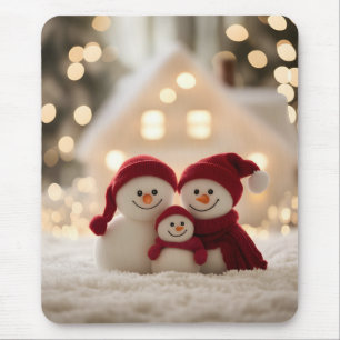 Alfombrilla De Ratón Dulce familia de muñeco de nieve invierno Navidad