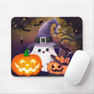 Alfombrilla De Ratón Dulce Fantasma de Halloween con Sombrero de Bruja 