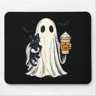 Alfombrilla De Ratón Dulce Fantasma de Halloween Sosteniendo Gato Negro
