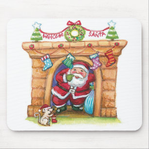 Alfombrilla De Ratón Dulce Papá Noel Alegre De Dibujos Animados Bajando