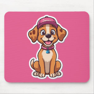Alfombrilla De Ratón Dulce perro caricaturista - Cachorro feliz en Pega