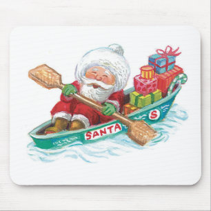 Alfombrilla De Ratón Dulce Santa Claus Alegre de Dibujos Animados en un