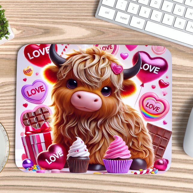 Alfombrilla De Ratón Dulces como Candy Highland Cow Valentines (Subido por el creador)