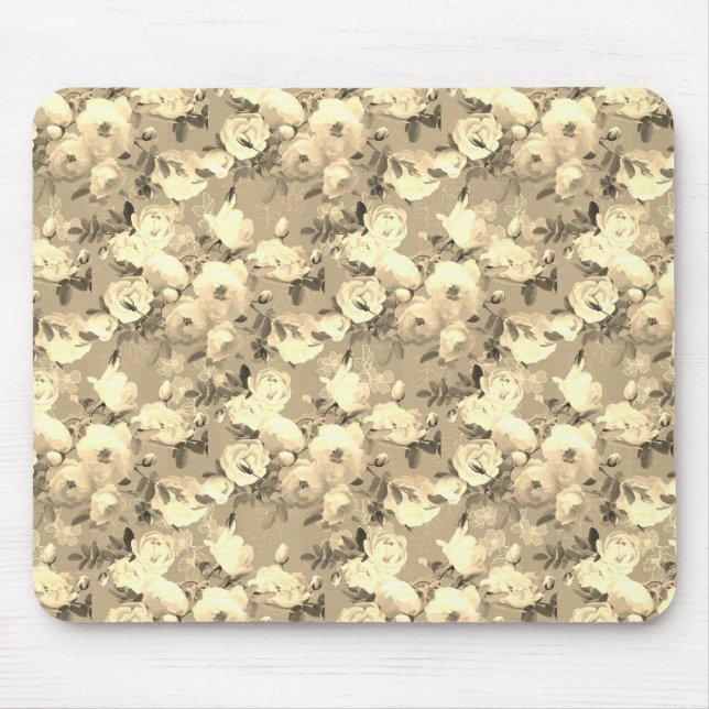 Alfombrilla De Ratón Dulces Rosas en Sepia (Frente)