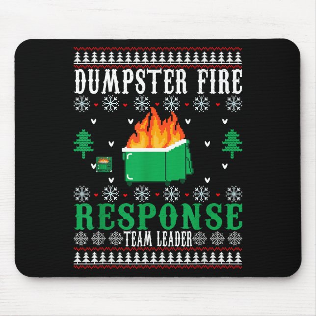 Alfombrilla De Ratón Dumpster Fire Resnse Team Leader Christmas Ugly Sw (Frente)