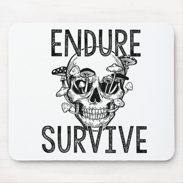 Alfombrilla De Ratón Durar y sobrevivir al cráneo con hongos (Frente)
