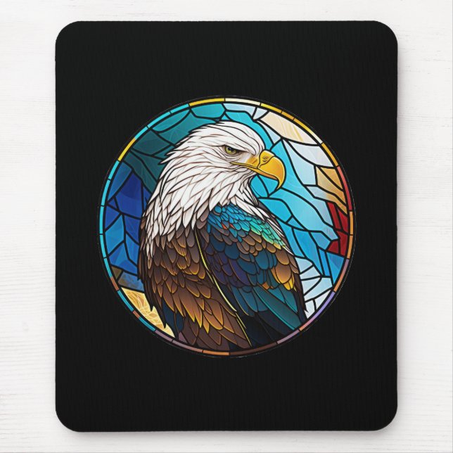Alfombrilla De Ratón Eagle Bird Retrato Animal Vidrio Manchado Vida sal (Frente)