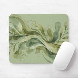 Alfombrilla De Ratón Earth Song Flowing Abstract Sage & Olive Greens