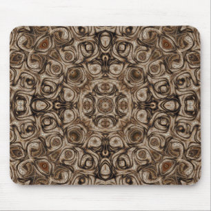 Alfombrilla De Ratón Earthy Brown Swirl Mandala con efecto Woodgrain