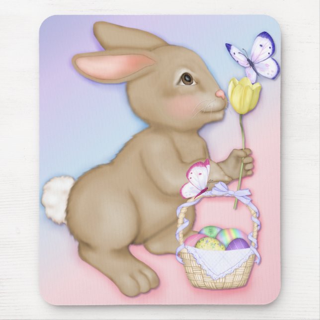 Alfombrilla De Ratón Easter Bunny y Basket Mousepad (Frente)