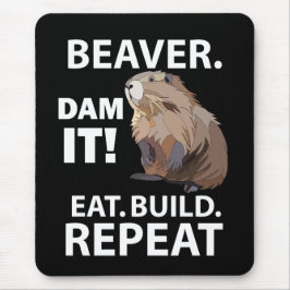 Alfombrilla De Ratón Eat Build Repeat Funny Beaver Animal