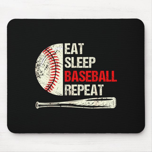 Alfombrilla De Ratón Eat Sleep Baseball Repeat Funny Baseball Player  (Frente)