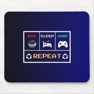 Alfombrilla De Ratón Eat Sleep Game Repeat Gamer Mouse Pad