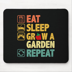 Alfombrilla De Ratón Eat Sleep Grow Un Jardín Repetir Juego Gracioso