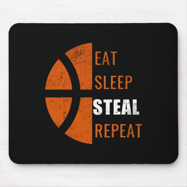 Alfombrilla De Ratón Eat Sleep Steel Repeat Fun Basketball Men Ki (Frente)