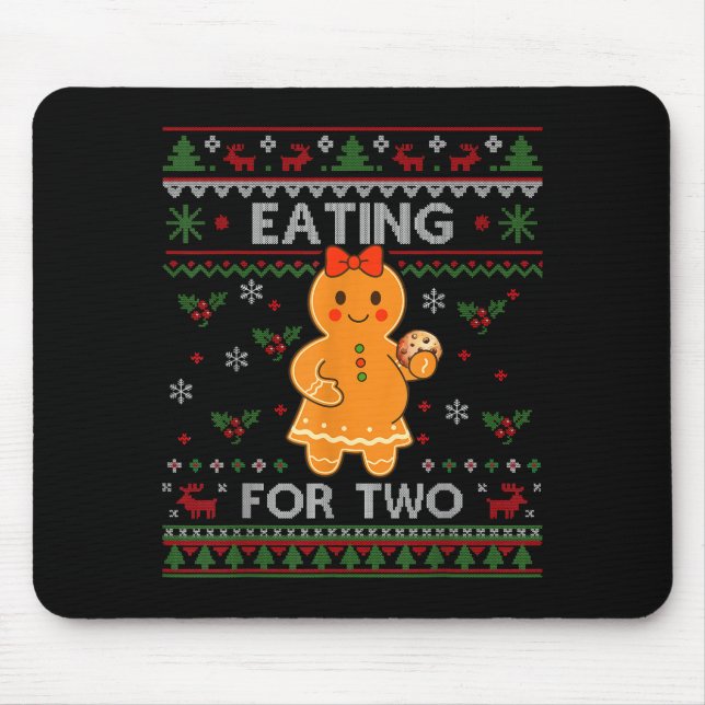 Alfombrilla De Ratón Eating For Two Pregnancy Announcement Ugly Sweater (Frente)