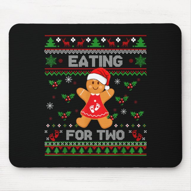 Alfombrilla De Ratón Eating For Two Pregnancy Announcement Ugly Sweater (Frente)