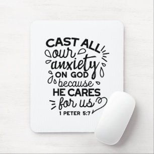 Alfombrilla De Ratón Echa Toda Tu Ansiedad – 1 Pedro 5:7 Versículo Bíbl