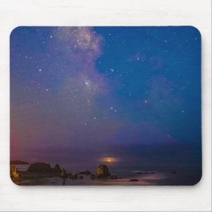 Alfombrilla De Ratón Eclipse lunar y Vía Láctea Bandon Beach, Oregon