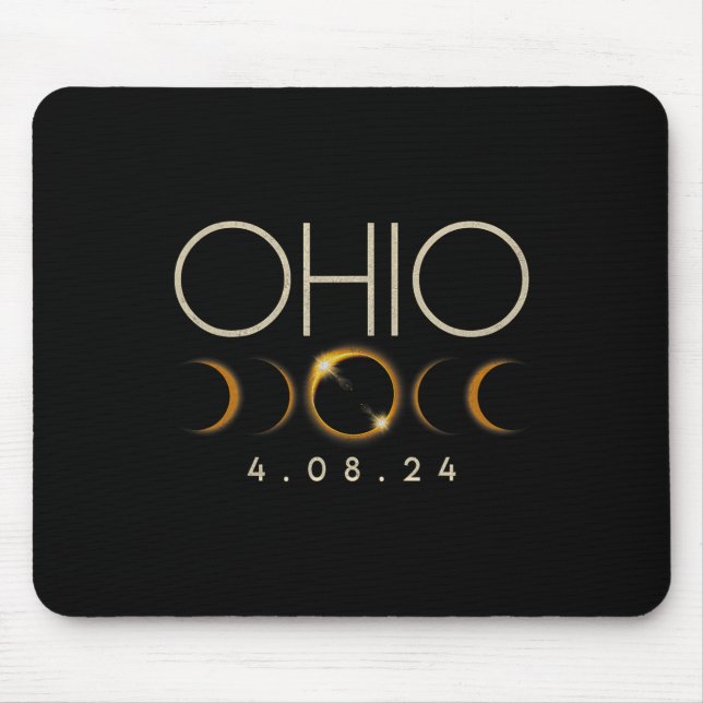 Alfombrilla De Ratón Eclipse solar 2024 Eclipse solar total Ohio (Frente)