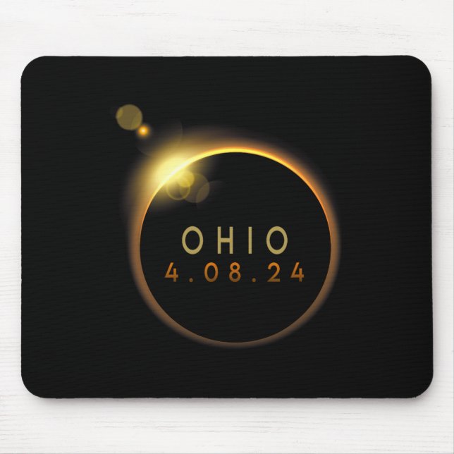 Alfombrilla De Ratón Eclipse solar 2024 Eclipse solar total Ohio (Frente)