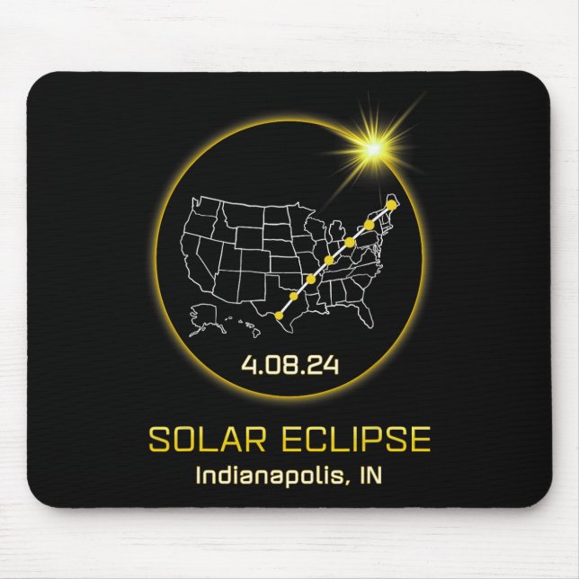 Alfombrilla De Ratón Eclipse Solar 2024 Indianápolis En Indiana Totalit (Frente)