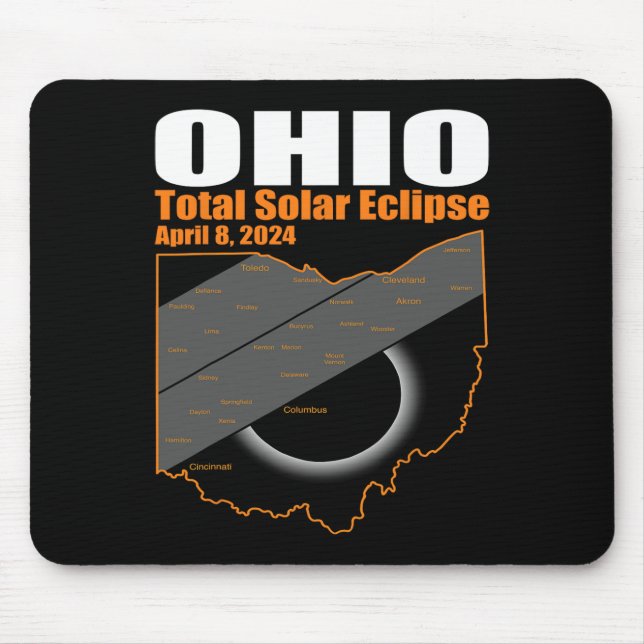 Alfombrilla De Ratón Eclipse Solar 2024 Mapa Estatal De Ohio Ecli Solar (Frente)