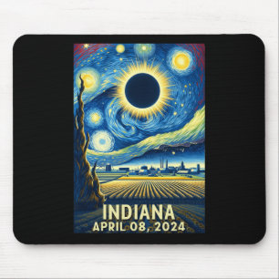 Alfombrilla De Ratón Eclipse solar 2024 Noche estrellada de Indiana