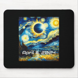 Alfombrilla De Ratón Eclipse solar 2024 Pintura nocturna estrellada Van