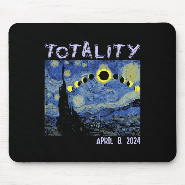 Alfombrilla De Ratón Eclipse solar 2024 Totalidad de arte Abril 8 Hombr (Frente)