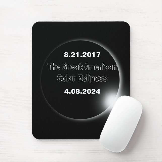 Alfombrilla De Ratón Eclipse solar con doble fecha 2024 & 2017 (Con ratón)