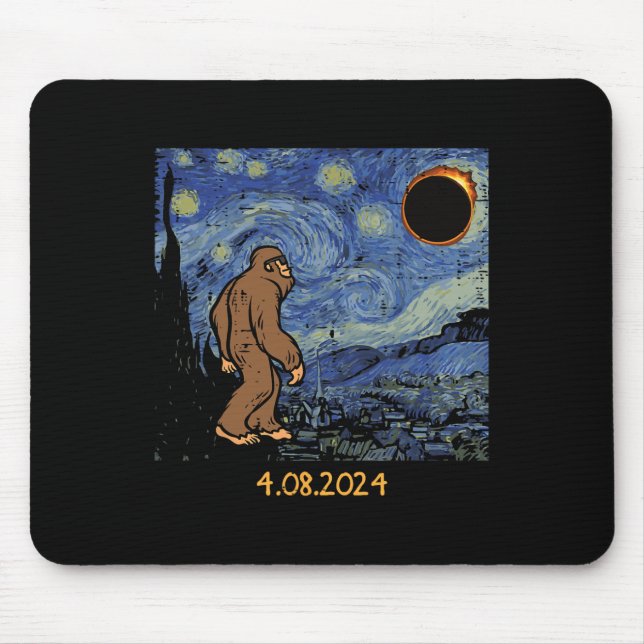 Alfombrilla De Ratón Eclipse solar Eclipse Bigfoot Stark Night Sasquatc (Frente)