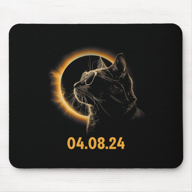 Alfombrilla De Ratón Eclipse solar Gato Eclipse solar Gafas Fun Gato (Frente)