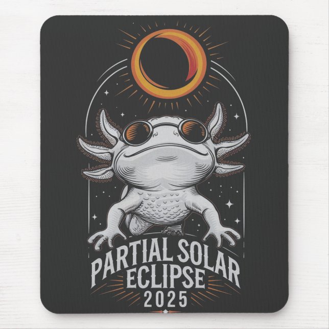 Alfombrilla De Ratón Eclipse solar parcial 2025 Axolotl Anfibio (Frente)